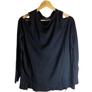 Allsaints Womens Black Cold Shoulder Long Sleeve Blouse Top Size M